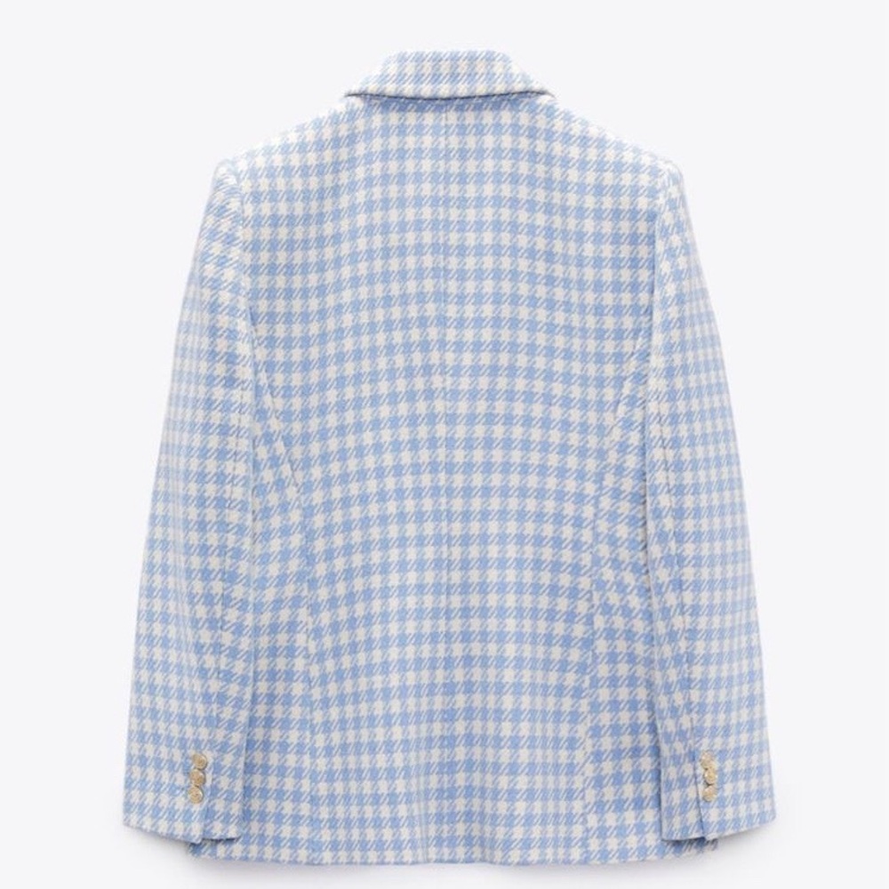 Zara Blue Houndstooth Blazer - Picture 2 of 6